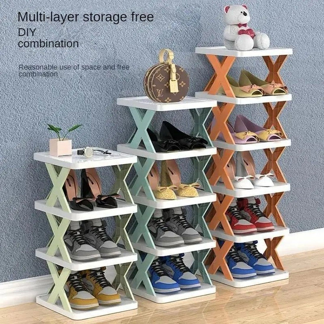 Foldable Plastic Shoe Rack Organizer X Type