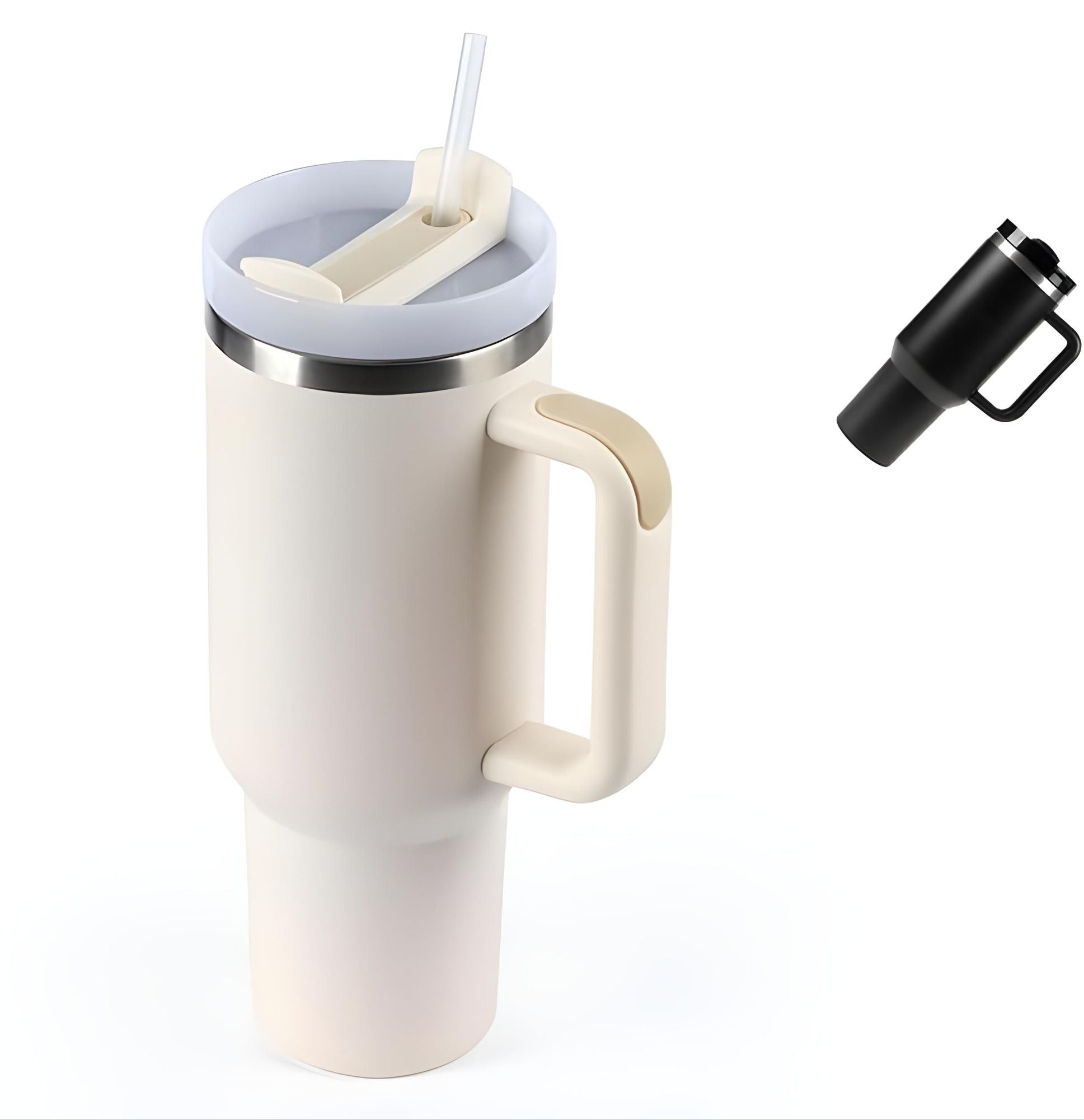 40 oz Insulated Tumbler Thermos Flask with Straw & Lid – Stainless Steel Double-Walled