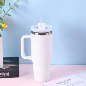 40 oz Insulated Tumbler Thermos Flask with Straw & Lid – Stainless Steel Double-Walled