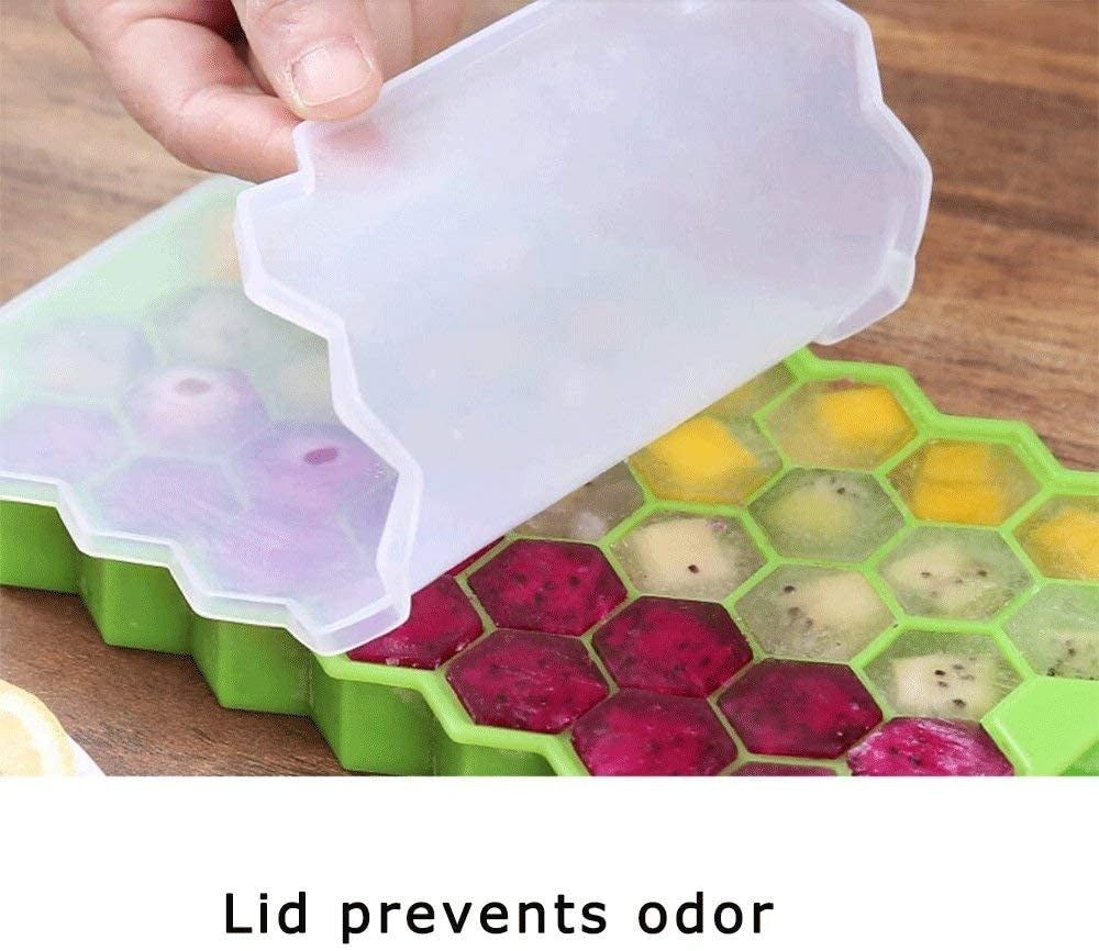 1 Ice Tray Easy Push ay HoPop Out Square Silicon Ice Cubes Trneycomb