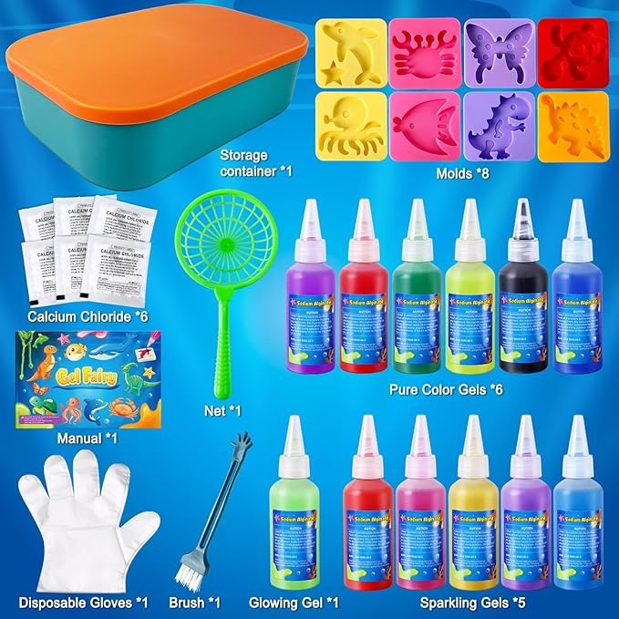 magic water elf toy kit for kids - aqua fairy water gel kit - 12 colors