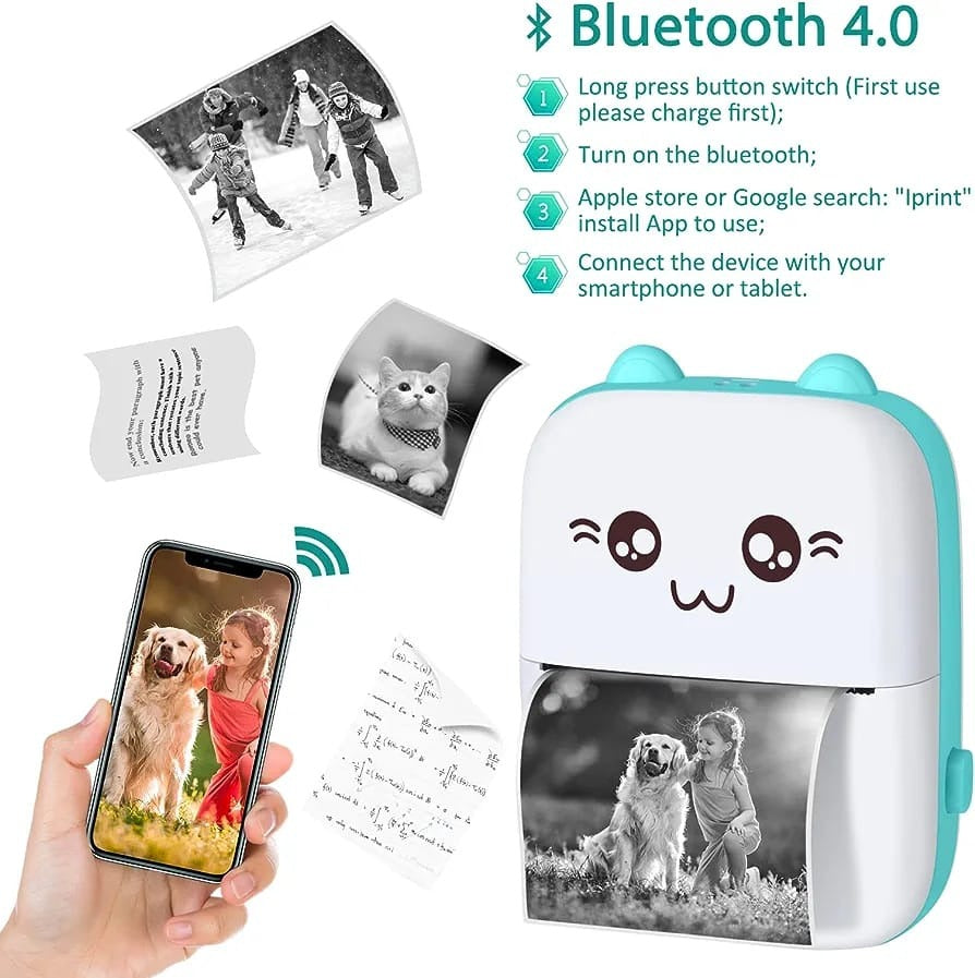 Mini Printer Portable, Mini Thermal Printer, Mini Pocket Printer