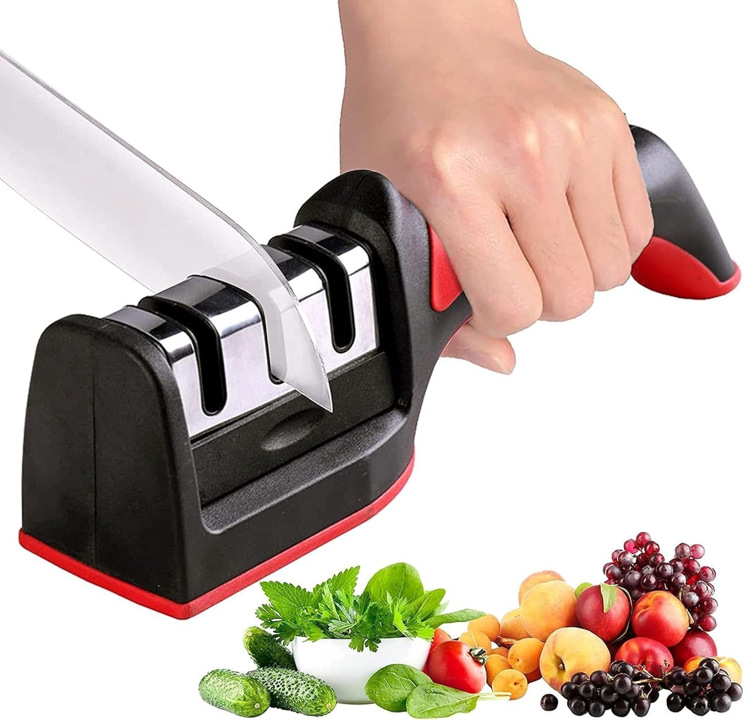 Face Value Kitchen Knife Sharpener Adjustable 4 in 1 Manual Knives