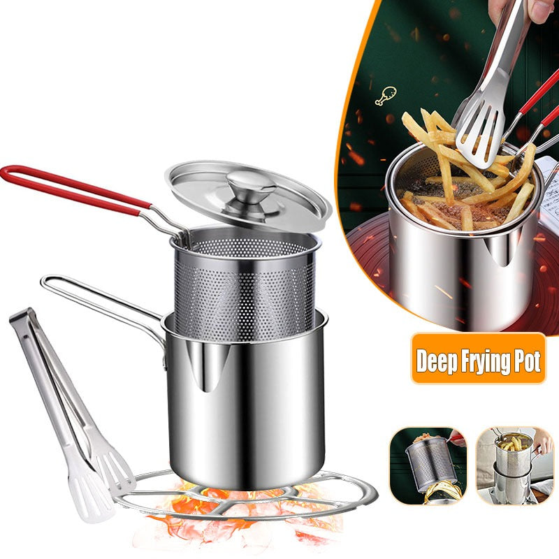 Stainless Steel Deep Fryer Pot Japanese Tempura Small Deep Frying Pan