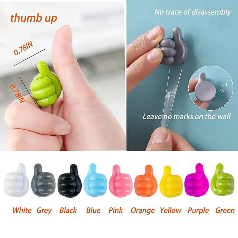 5/10/20Pcs Silicone Thumb Wall Hooks Self-Adhesive Thumb Cable