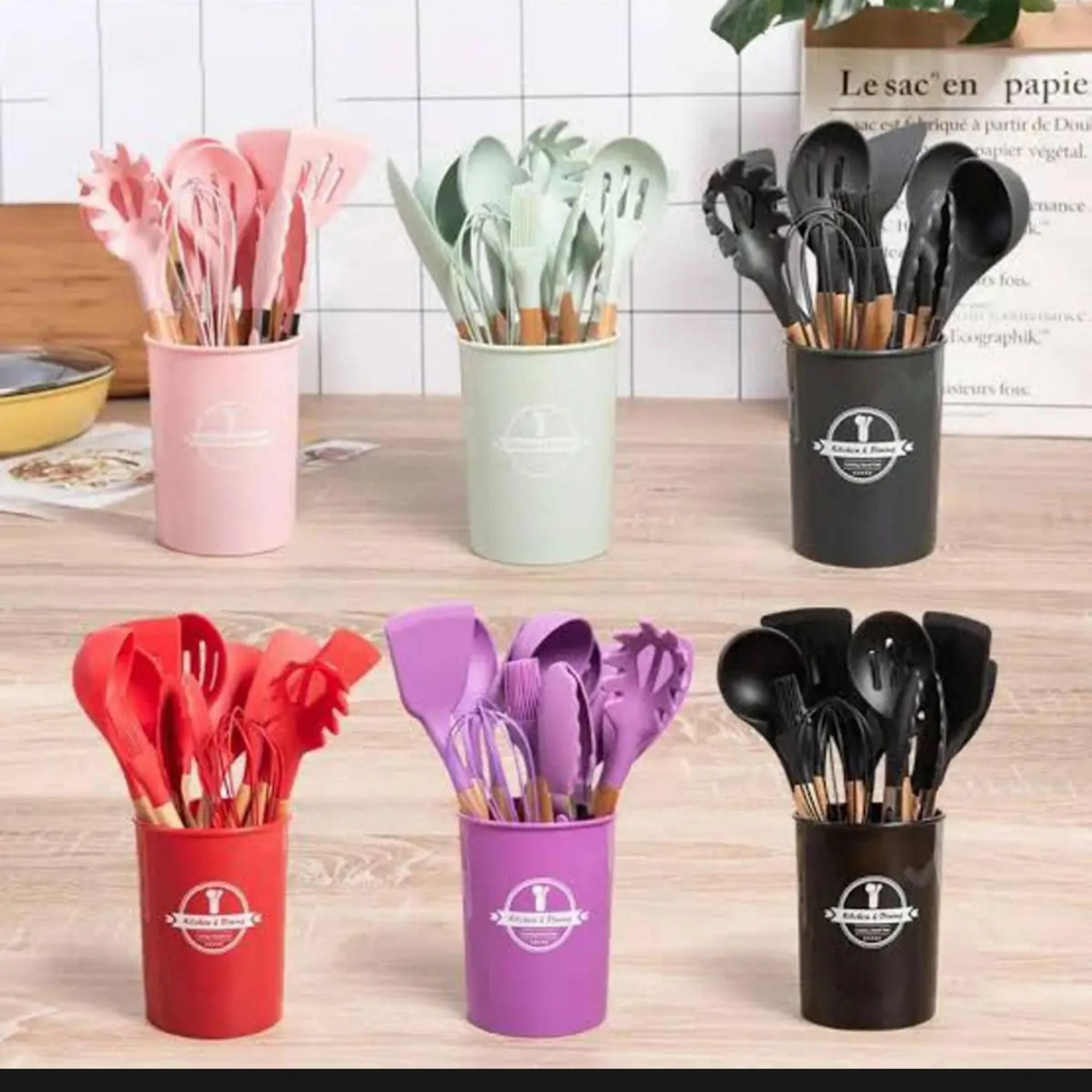 12 Pcs Sillicone Kitchenware China Imported Non-Stick Pan Cooking Utensils Set