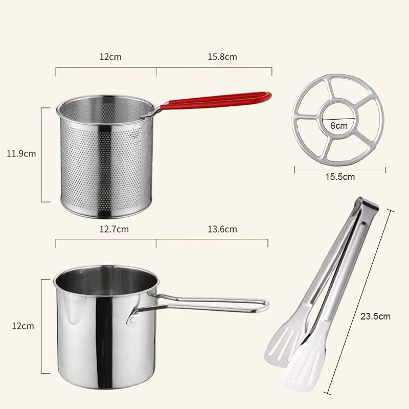 Stainless Steel Deep Fryer Pot Japanese Tempura Small Deep Frying Pan