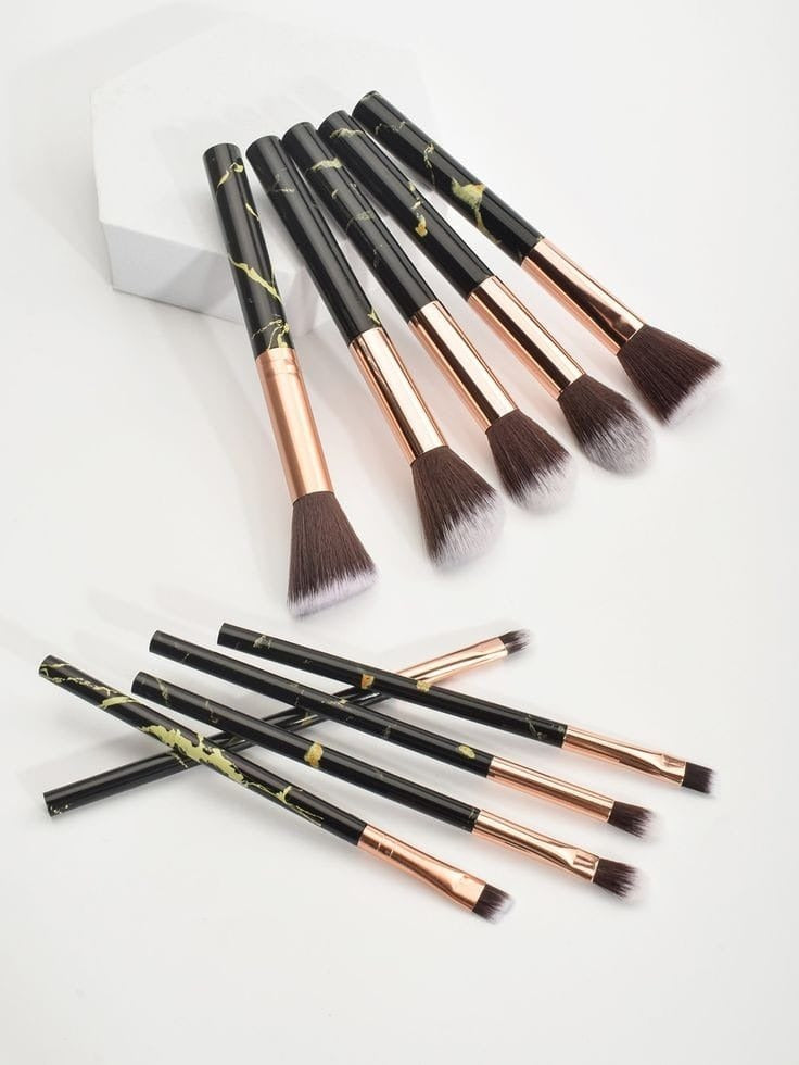 10pcs Makeup Brushes Set, Premium Portable Marble Face