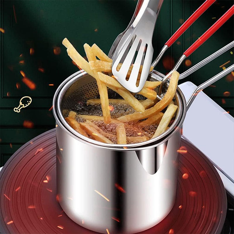 Stainless Steel Deep Fryer Pot Japanese Tempura Small Deep Frying Pan