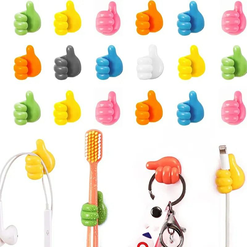 5/10/20Pcs Silicone Thumb Wall Hooks Self-Adhesive Thumb Cable