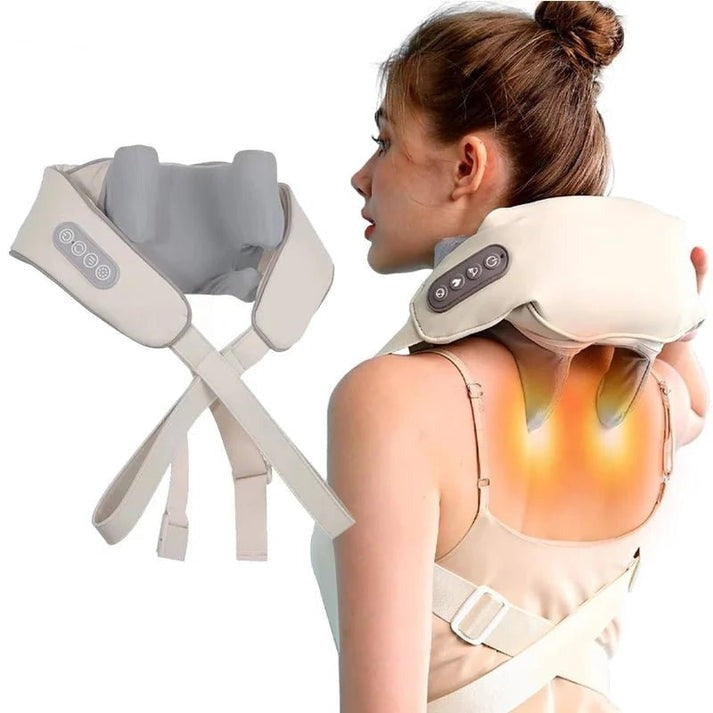 Cordless Shiatsu Neck & Shoulder Massager with Heat, Deep Kneading & 2 Modes